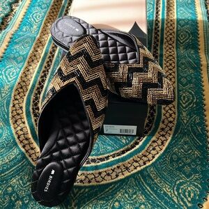 Birdies Swan- beaded chevron deco mules size 7